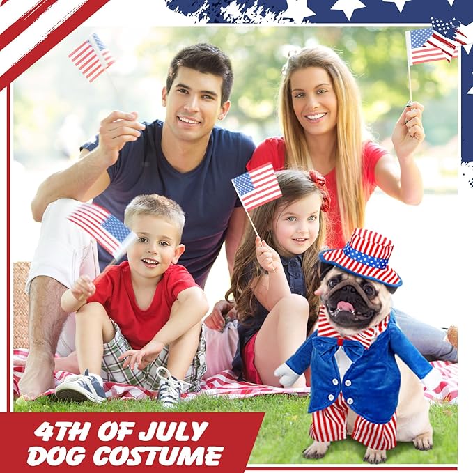 4th of July Pet Costume American Flag Dog Costumes Red Blue Stars Stripes Funny Dog Costumes for Independence Day National Day Parades Patriotic Events American Holiday Celebrations(Size S)