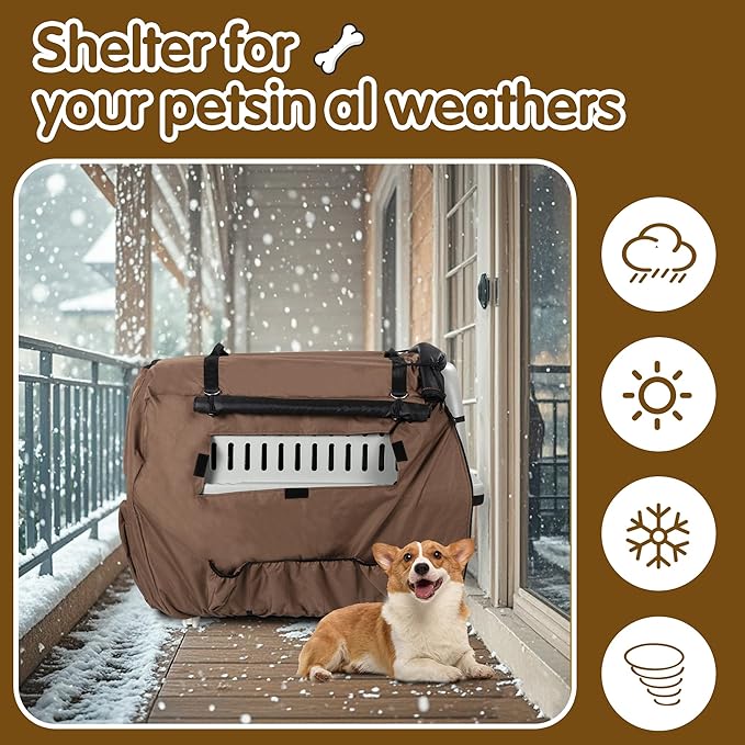 BALAPET Large Thickened Insulated Dog Kennel Cover for Cold Winter, Durable Waterproof Oxford Fabric Pet Crate Cover with Windows, Privacy Cover for Light Reducing Puppy Anxiety, Training Cage Topper