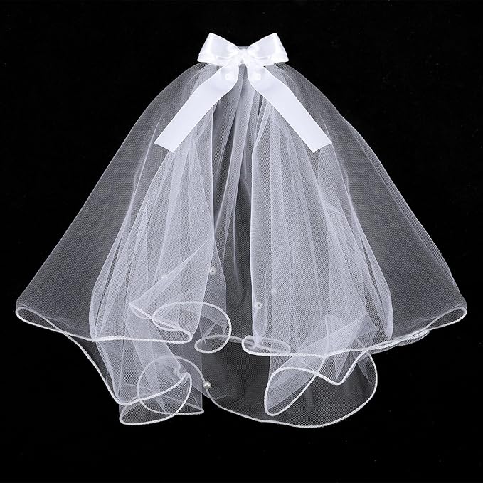 Dog Bow Veil, Pet Wedding Veil with Clip White Dog Wedding Veil Dres Handmade Dog Bride Headwear Costume Small Dog Wedding Outfit Hair Accessories for Birthday Wedding Party Decorations