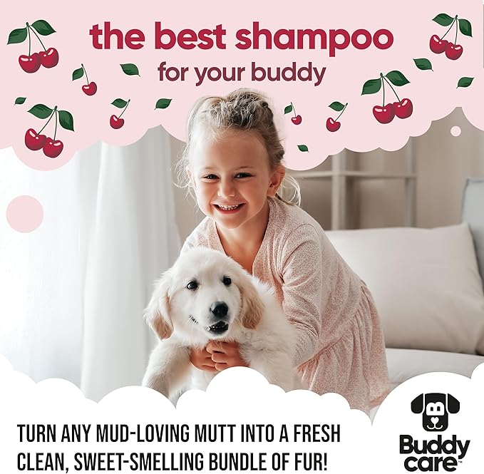 Black Cherry Dog Shampoo by Buddycare | Deep Cleansing Shampoo for Dogs | Black Cherry Scented | with Aloe Vera and Pro Vitamin B5 (33.8oz)