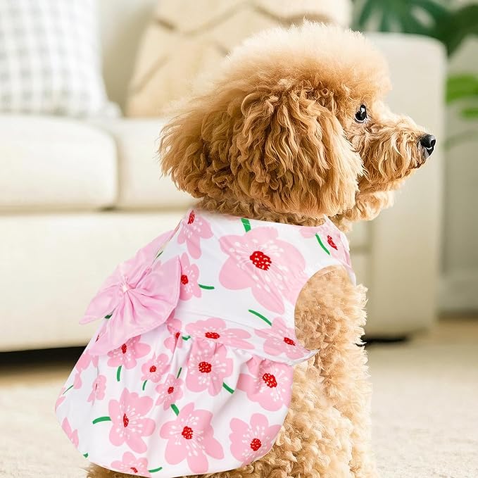 choyaxo Floral Dog Dress Cute Dog Skirt Pet Dress Summer Pet Clothes for Puppy Small Cats,S