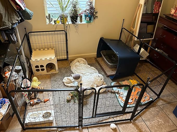 Dog Playpen,Portable Outdoor Dog Fence, Dog Playpen for Large/Medium/Small Dogs, Dog Fences for The Yard,with Doors Foldable Metal (24 inch, 32 Panels)