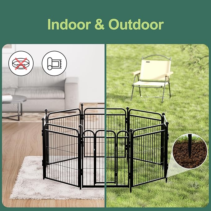 Gardner Pet Dog Playpens, 40" H 8 Panels Dog Pen Outdoor/Indoor Dog Fence Exercise Pen for Small/Medium/Large Dogs, Foldable Pet Play Yard Gate with Gravity Automatic Lock, Pet Playpen, Black