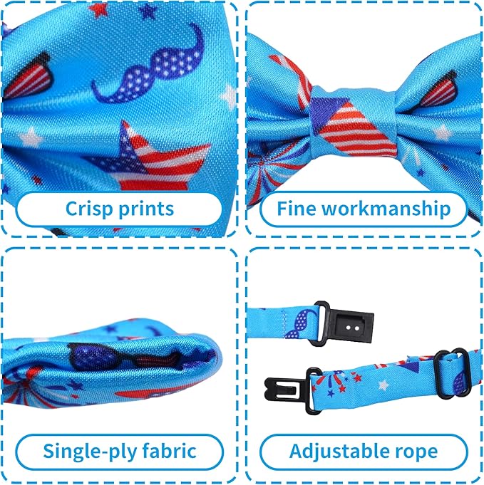 30 PCS Patriotic Dog Bow Ties for Small Dogs 4th of July Dogs Bowties Bulk with Adjustable Ties Independence Day Bow Ties Party Grooming S