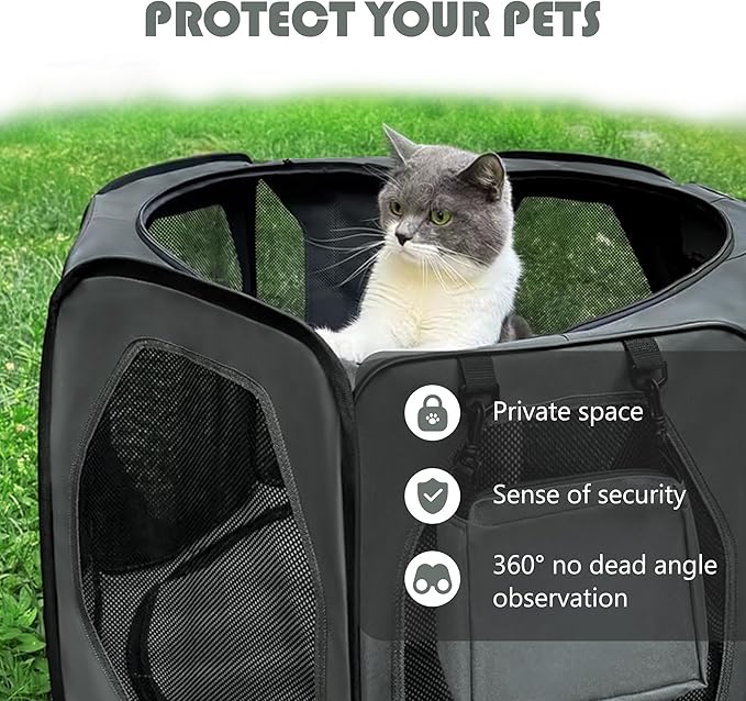 Dog Playpen, Cat Dog Crate Portable Pet Exercise Cage Kennel House Puppy Playpen Animal Playpen Indoor/Outdoor, Water-Resistant Kennel Tent with Traveling Bag (Grey, Large)