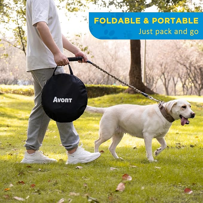 Avont Portable Dog Cat Playpen, Foldable Pop Up Pet Play Pen Travel Crate with Floor and Mesh Door Top for Indoor Outdoor Collapsible Tent Cage -S, Blue