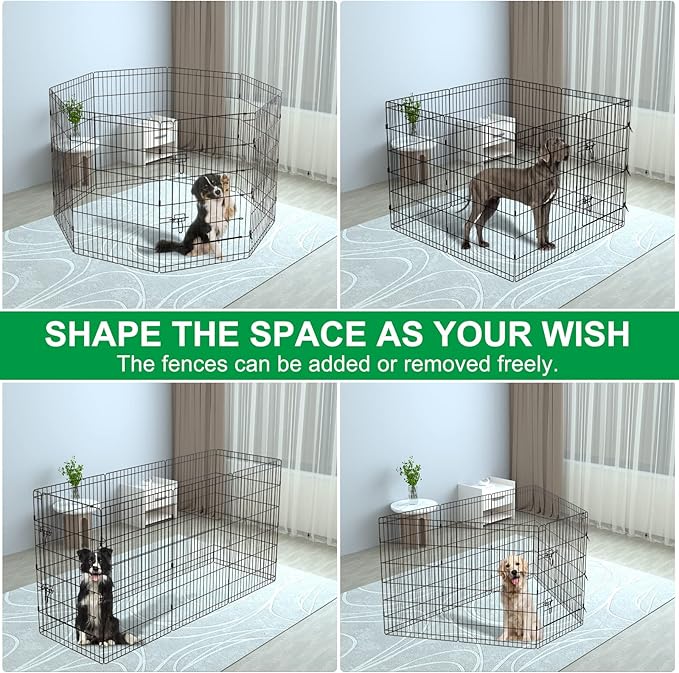 Pet Playpen Dog Pen Foldable Dog Exercise Fence 8 Panels 36 Inch Kennels Pet Playpen Options Ideal for Pet Medium Animals Outdoor Indoor
