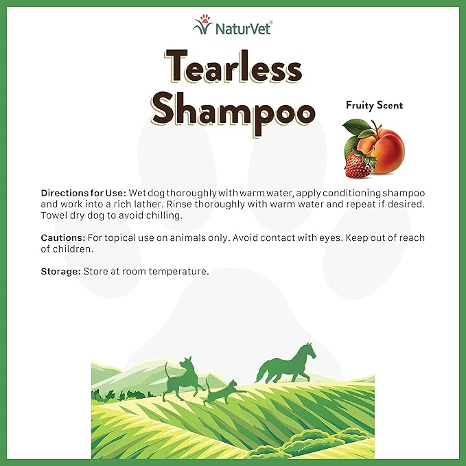 NaturVet Tearless Shampoo for Dogs, Cats & Horses 16 oz