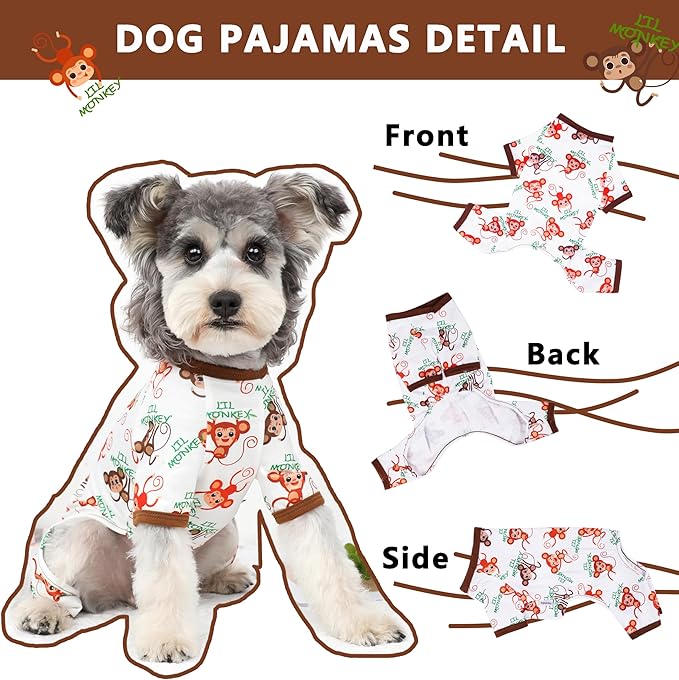 Dog Pajamas Spring Summer Dog Clothes for Small Medium Dogs Girl Boy Cute Soft Puppy Pjs Clothes Doggie Onesies Cat Pet Jammies Outfit (Brown,XS)
