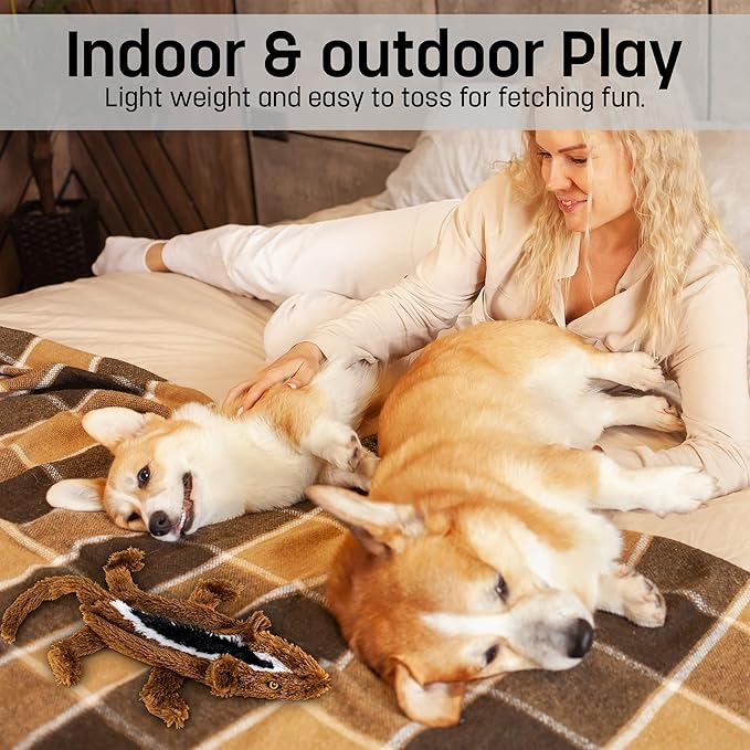 FGA MARKETPLACE Duck-Chipmunk Flat NO Stuffing NO Squeak Plush Dog Toy, Funny Style Will Entertain Your Dog for Hours, Recommended for Small and Medium Dog 21 INCH Long