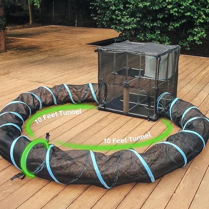 Cat Furniture Tent for Indoor and Outdoor Playpen Portable Cat Tunnels, Outdoor Kennel (10ft Tunnel)