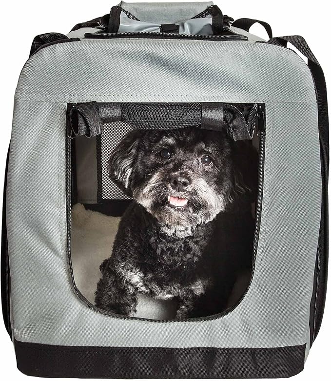 Pet Life Hounda Accordion Metal Framed Soft Folding Expandable Dog Crate - Collapsible Folding Pet Crate or Dog Kennel with Triple Expansion Room