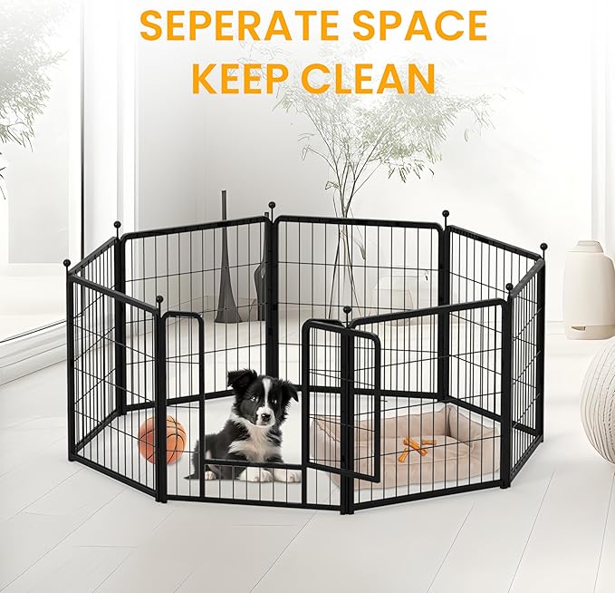 Dog Playpen 40 Inch 16 Panels, Ideal Dog Fence for Small/Medium/Large Dogs Indoor & Outdoor Bliss, Perfect Dog Pen for Camping, Yard, RV, Garden Fence, Black