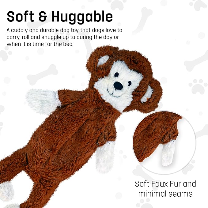 FGA MARKETPLACE Monkey Flat NO Stuffing NO Squeak Plush Dog Toy, Funny Style Will Entertain Your Dog for Hours, Recommended for Small and Medium Dog 21 INCH Long