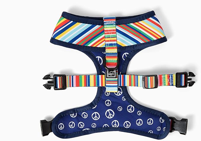 Lucky Love Dog, Soft Reversible Harness Vests, Stylish Dog Accessory (Hippie, Small)