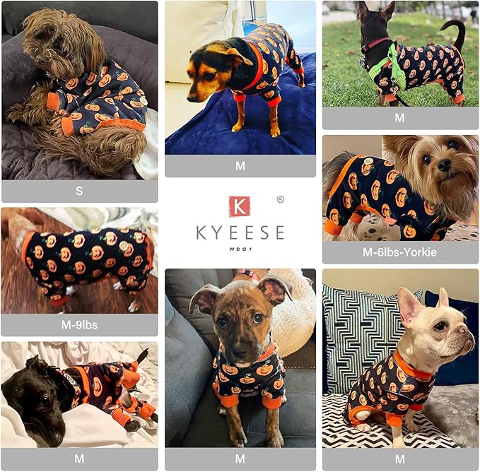 KYEESE Dog Pajamas Halloween for Small Dogs Pumpkin Dog Pjs Onesie Stretchable Soft Material Cat Pajamas
