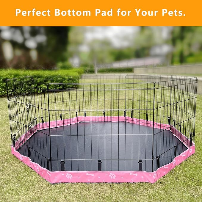 Dog Playpen Bottom Pad Fits for 24 Inch 8 Panels Regular Octagon Metal Exercise Pet Playpen, Dog Crate Pad Puppy Playpen Pad. (Note: Playpen Not Included!!!) -Pink