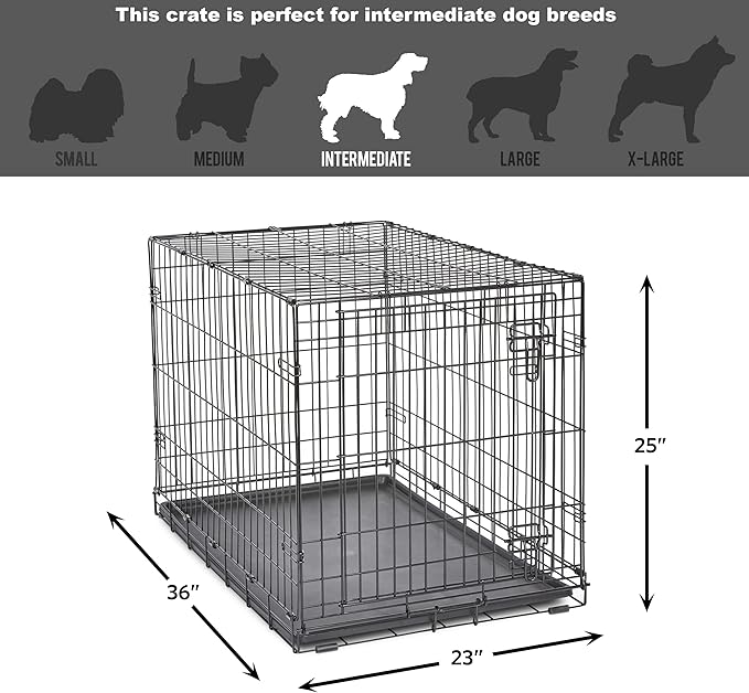 New World Newly Enhanced Single New World Dog Crate, Includes Leak-Proof Pan, Floor Protecting Feet, & New Patented Features, 36 Inch