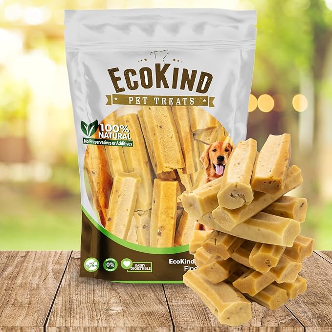 EcoKind Premium Gold Yak Cheese Himalayan Dog Chews, Dog Treats Large Breed, All Natural, High Protein Dog Chew, Bacon, Large - 12+ Chews (3 lbs)
