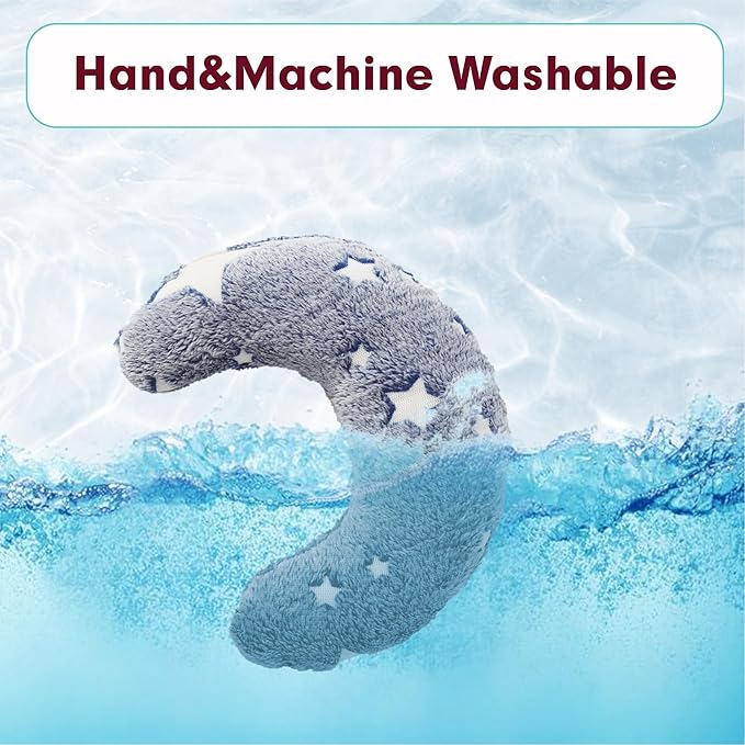 Pillow for Cats, Small Dog Neck Pillow Soft Fluffy Pet Calming Toy Half Donut Cuddler, U-Shaped Pillow for Pet, Joint Relief Sleeping Improve (Small, Blue)