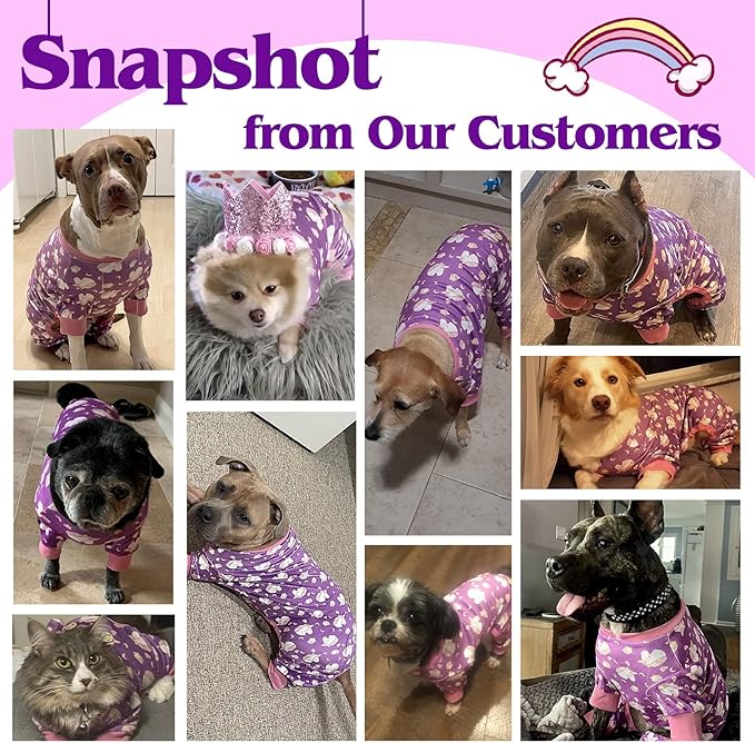 KYEESE Dog Pajamas Velvet Dog Pajamas Small Sized Dogs Dogs Pjs with Unicorn Pattern Soft Doggie Jammies Stretchy Doggie Clothes Puppy Onesie Comfy Pet Coat Pet Costume, X-Small