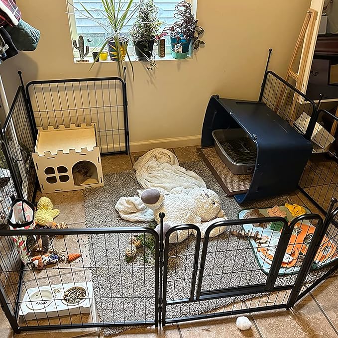 Dog Playpen,Portable Outdoor Dog Fence, Dog Playpen for Large/Medium/Small Dogs, Dog Fences for The Yard,with Doors Foldable Metal (24 inch, 40 Panels)