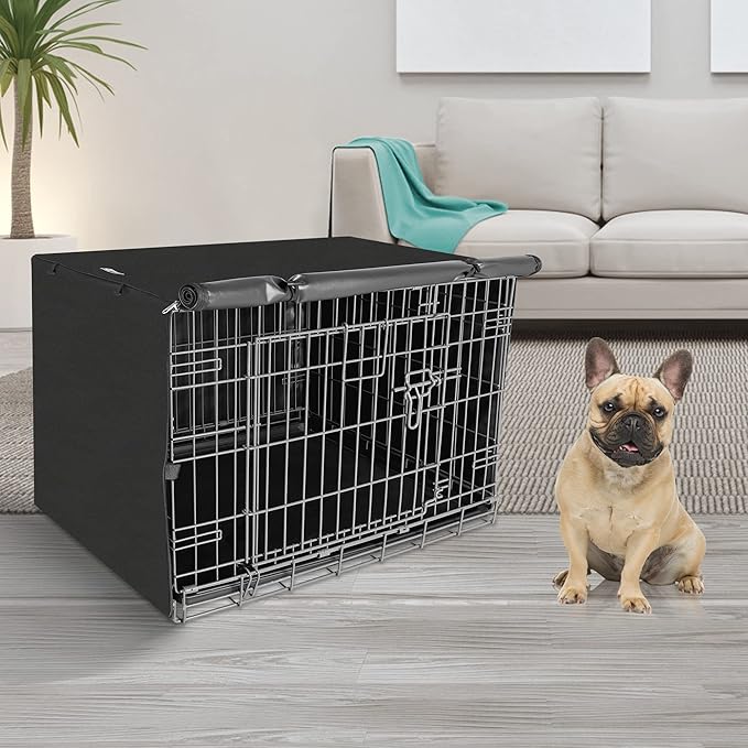 Dog Crate Cover, 30 Inch Dogs Kennel Covers for Medium and Large Puppy, Lightweight 600D Polyester Fabric,Machine Wash & Dry, Black