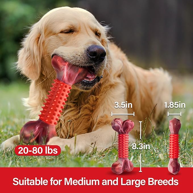 Apasiri Tough Dog Toys for Aggressive Chewers Large Breed, Dog Chew Toys for Aggressive Chewers, Nylon and Rubber, Large Dog Toys Outdoor Teething