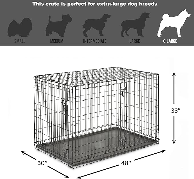 New World Newly Enhanced Double Door New World Dog Crate, Includes Leak-Proof Pan, Floor Protecting Feet, & New Patented Features, 48 Inch
