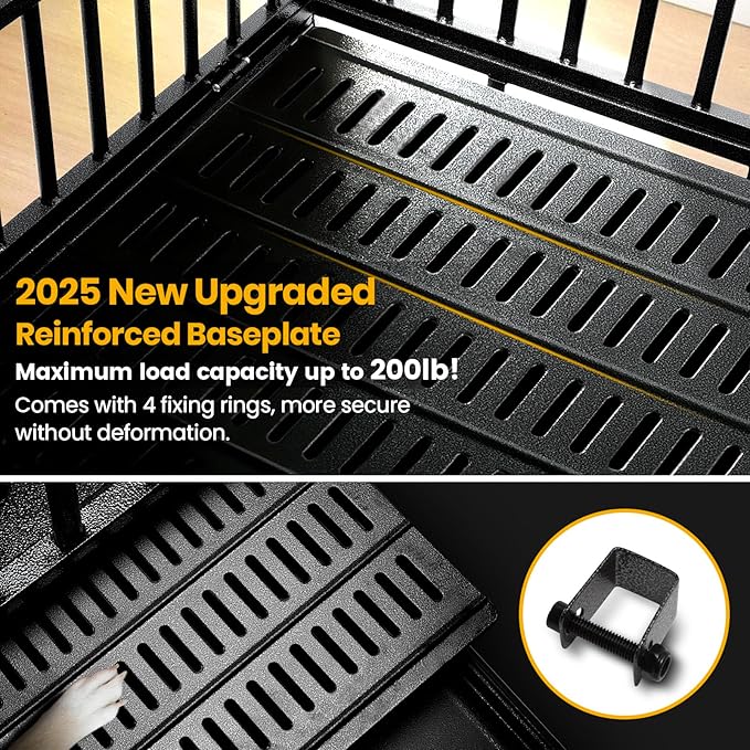38 inch Heavy Duty Indestructible Dog Crate,2025 New Upgraded Reinforced Baseplate for Large Dogs,XL Dog Kennel Indoor for High Anxiety Dogs/Max Load Capacity 200lbs/Double Door with Wheels