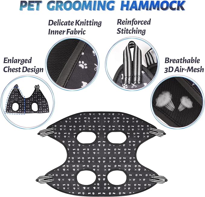 Pet Dog Grooming Hammock Harness for Nail Trimming (XXL 120lb), Dog Sling for Cutting Nail, Dog Hanging Holder Hanger for Clipping Nail with Nail Clippers, Nail File, Pet Comb