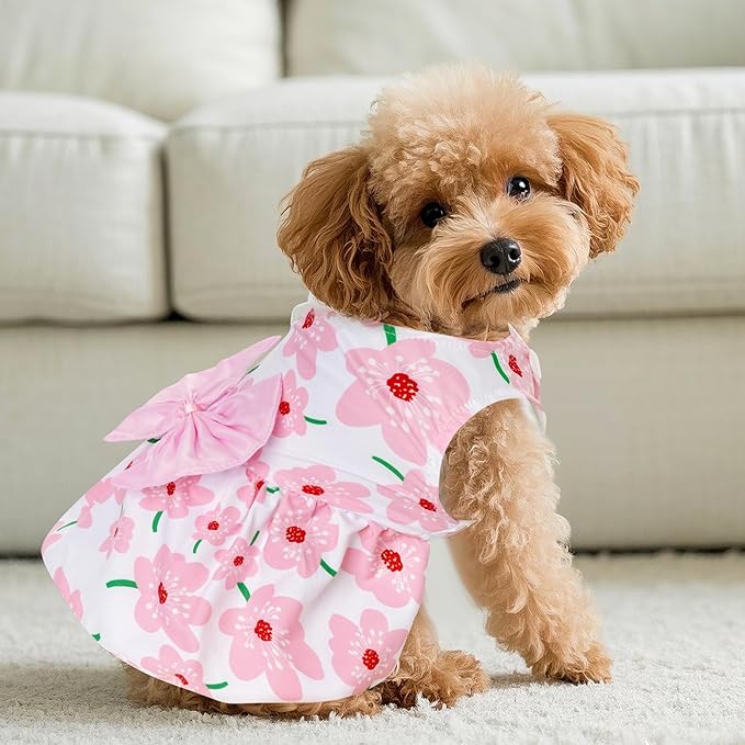 choyaxo Floral Dog Dress Cute Dog Skirt Pet Dress Summer Pet Clothes for Puppy Small Cats