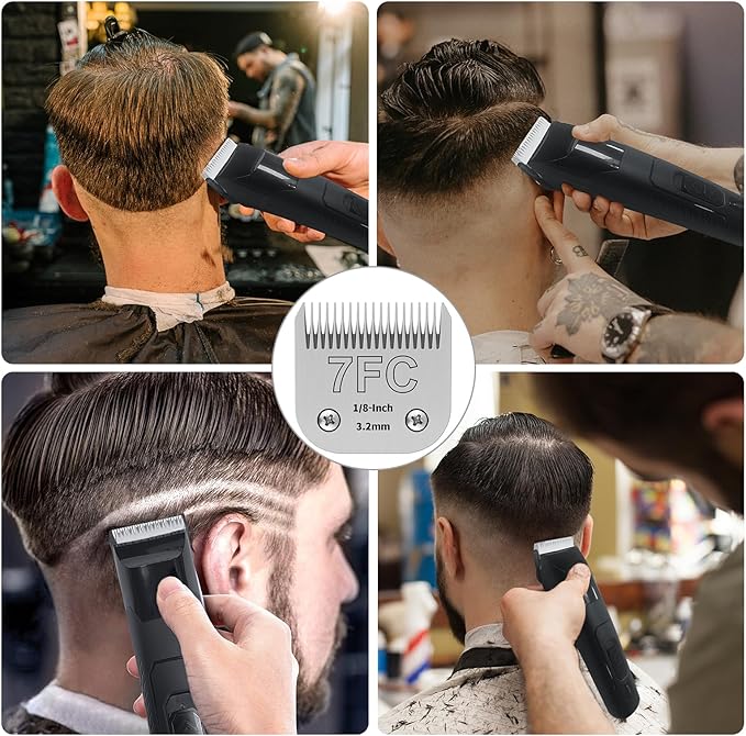 7FC Detachable Pet Clipper Replacement Blades Compatible with Andis/Oster A5/Wahl KM10 Series Dog Clipper,Made of Ceramic Blade & Stainless Steel Blade,Size 7FC Cut Length 1/8-Inch(2 Pack)