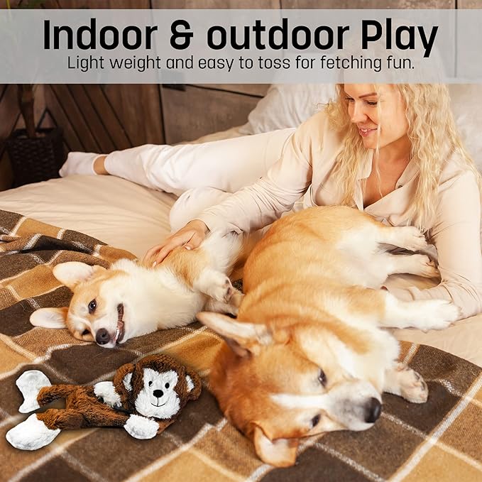 FGA MARKETPLACE Monkey- Pink Rabbit Flat NO Stuffing NO Squeak Plush Dog Toy, Funny Style Will Entertain Your Dog for Hours, Recommended for Small and Medium Dog 21 INCH Long