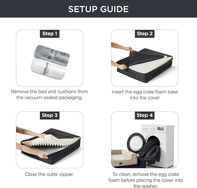 Bedsure Orthopedic Dog Bed for Large Dog - Supportive Egg Foam Dog Sofa Bed, Bolster Couch Pet Bed with Removable Waterproof Washable Cover, Comfy Plush Velvet Fluff Surface, Nonskid Bottom, Deep Blue