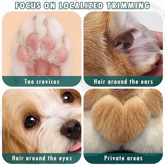 Dog Paw Trimmer, Paw Trimmer for Dogs, Multifunctional Waterproofing Pet Hair Trimmer for Dogs, Electric Pet Paw Trimmer, Cat Paw Trimmer with LED Light, for Paws Eyes Ears Face Rump