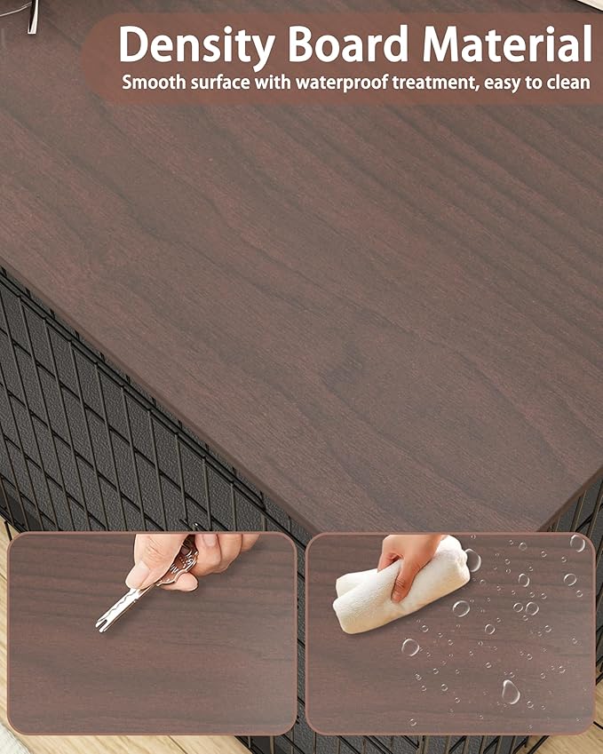 Piskyet Dog Crate Topper Wood Countertop for 48 42 36 30 24 inch Dog Cage, Dog Crate Cover,Dog Kennel Topper(Crate Not Include) (Walnut, for 24 Inch Crate)