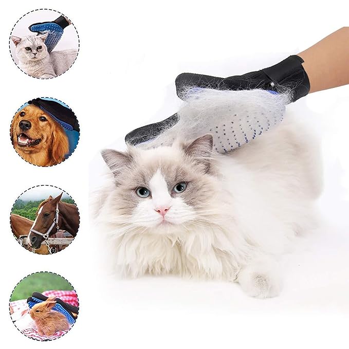 3PCS Grooming Brush Set for Pets: Shampoo Scrubber for Dog/Cat Bathing, Shedding Massage Gloves, Hair Fur Remover