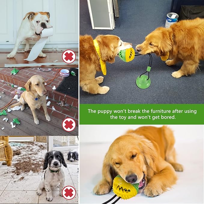 Dog Toys, Dog Chew Toys for Aggressive chewers, Puppy Dog Training Treats Teething Rope Toys for Boredom, Dog Puzzle Treat Food Dispensing Ball Toys for Puppies Teething Small Dogs (Green)