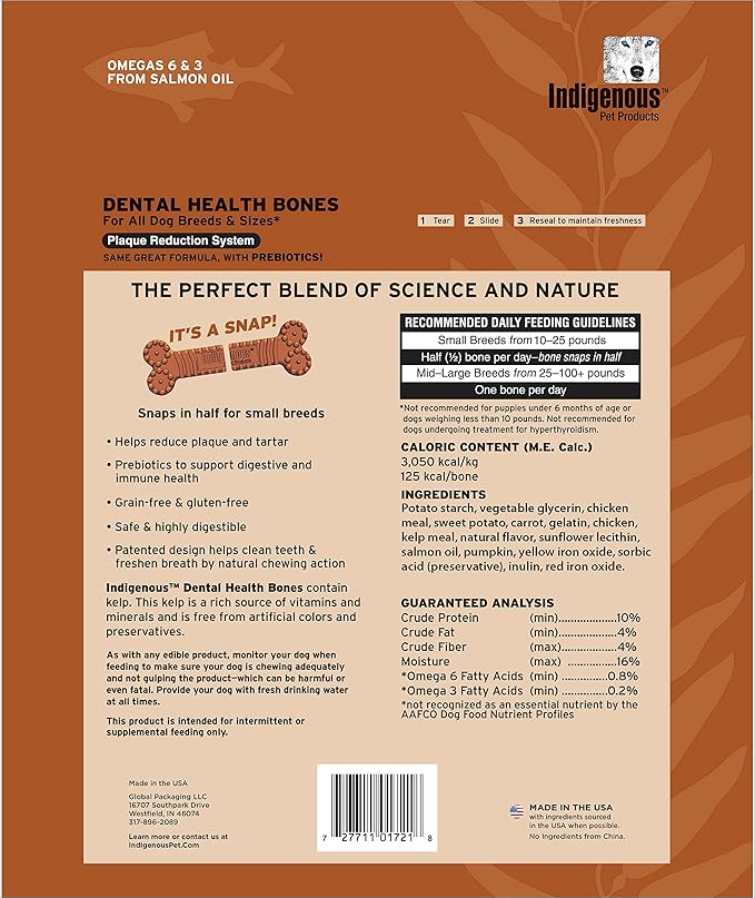 Indigenous Dental Health Bones — Carrot & Pumpkin Flavor Large 17oz