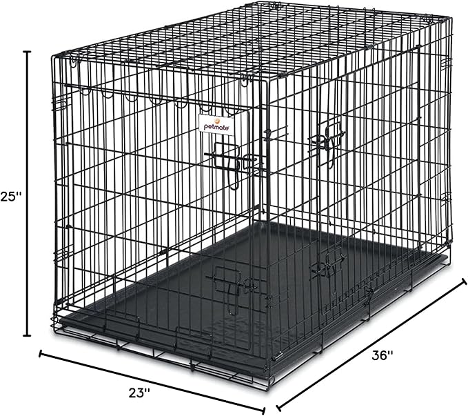 Petmate 34-Inch 2-Door Training Retreats Wire Kennel for Dogs, 50 to 70-Pound