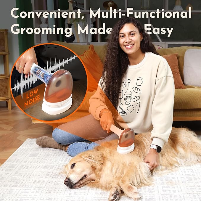 Chichum Series – 3-in-1 Cordless Pet Grooming & Massage Brush with Self-Cleaning, Vacuum Function, and Rechargeable Design for Tangle-Free Coats