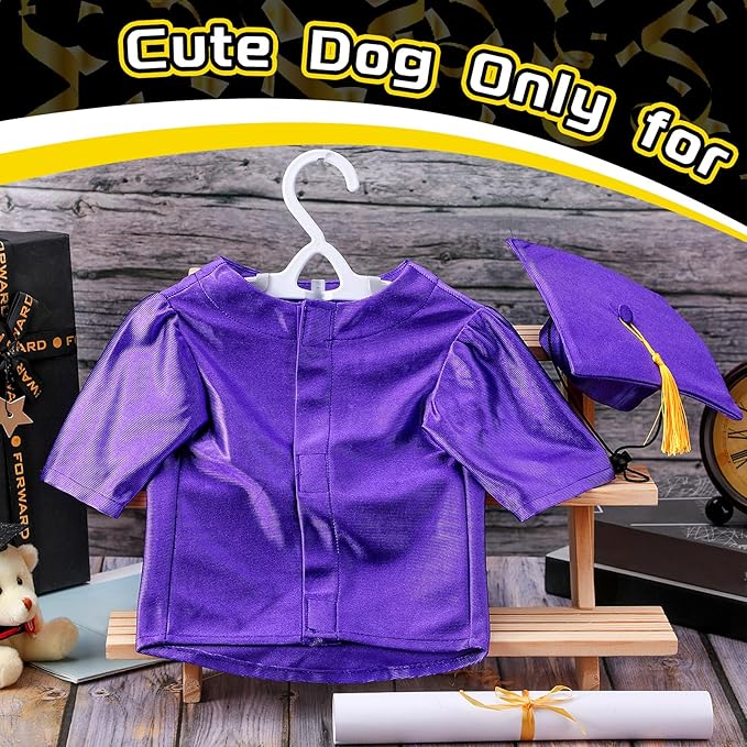 Dog Graduation Cap and Gown 2025 Washable Pet Graduation Costume for Dog Cat Shirt and hat(Purple)