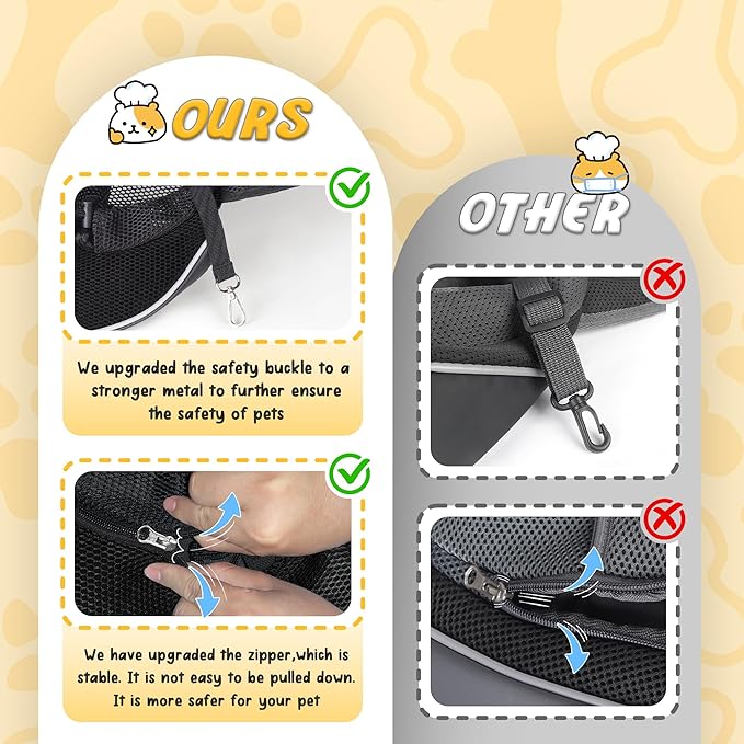 WOYYHO Dog Sling Carrier - Adjustable Strap,Hard Bottom,Large Zip Pocket,Breathable Mesh - Suitable for Puppies Outdoor Travel (Black M)