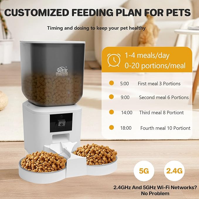 8L Automatic Dog and Cat Feeder with WiFi | Smart Pet Food Dispenser with Tuya App Control, Voice Recorder, Timed Feeding | Pet Smart Feeder for Dogs and Cats
