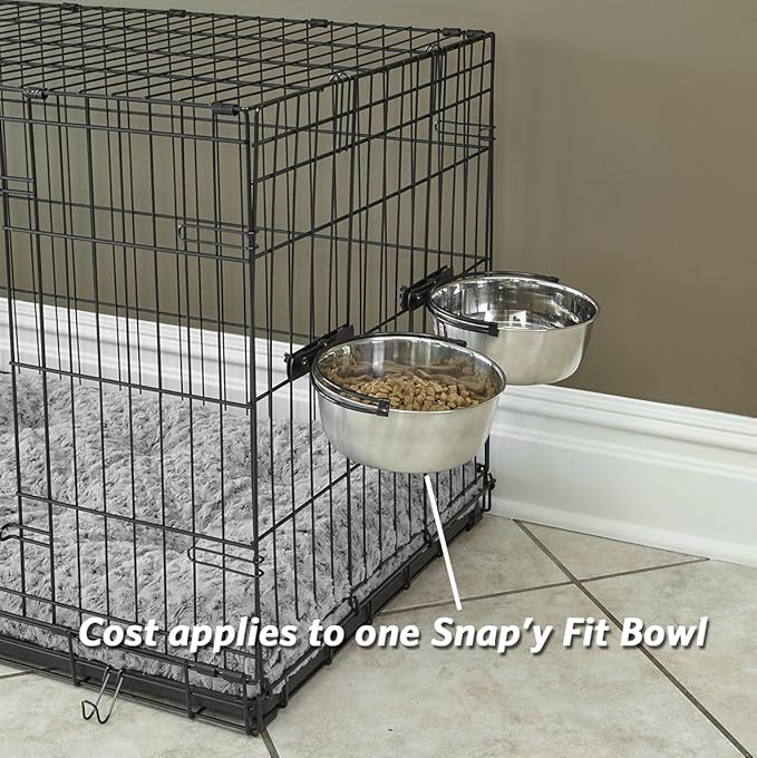 MidWest Homes for Pets Snap'y Fit Stainless Steel Food Bowl/Pet Bowl, 1 qt. for Dogs & Cats