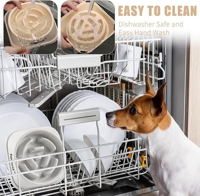 2 Pack Slow Feeder Dog Bowls for Healthy Eating, Non-Slip and Anti-Choking Design, Reduces Bloating & Overeating for Small & Medium Dogs and Cats, Easy to Clean