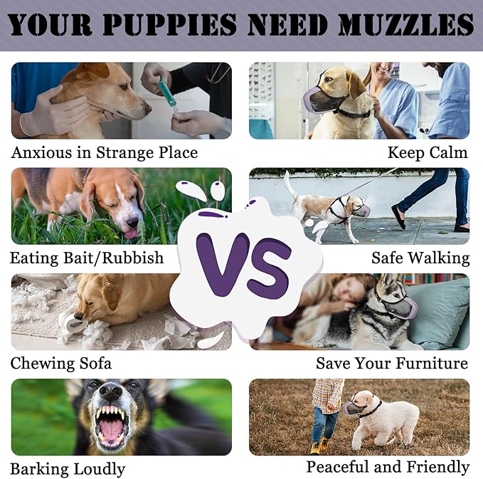 Mayerzon Dog Muzzle, Patented Mesh Soft Muzzle for Large Medium Small Dogs for Scavenging Grooming Biting Chewing, Breathable Reflective Doberman Husky Muzzle with Collar for Labrador Retriever Poodle