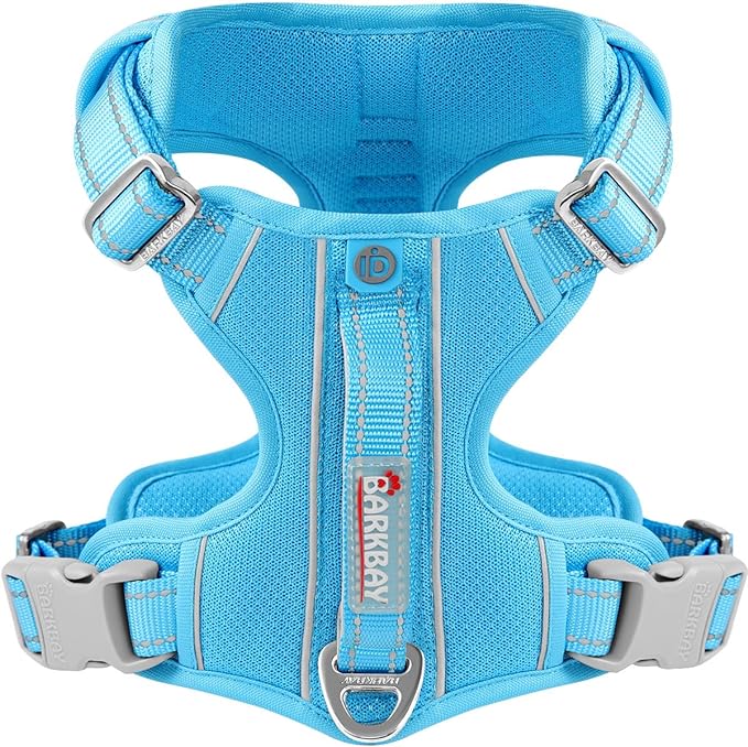 BARKBAY Dog Harness No Pull with ID Tag Pocket - Heavy Duty, Reflective, Easy Control for Large Dogs (Blue,XL)
