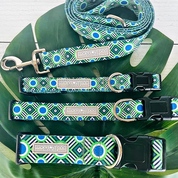 Lucky Love Dog Collars, Stripes Pattern Dog Collar for Medium Dogs, Comfortable & Soft Cute Girl or Boy Dog Collar, Leo, Medium